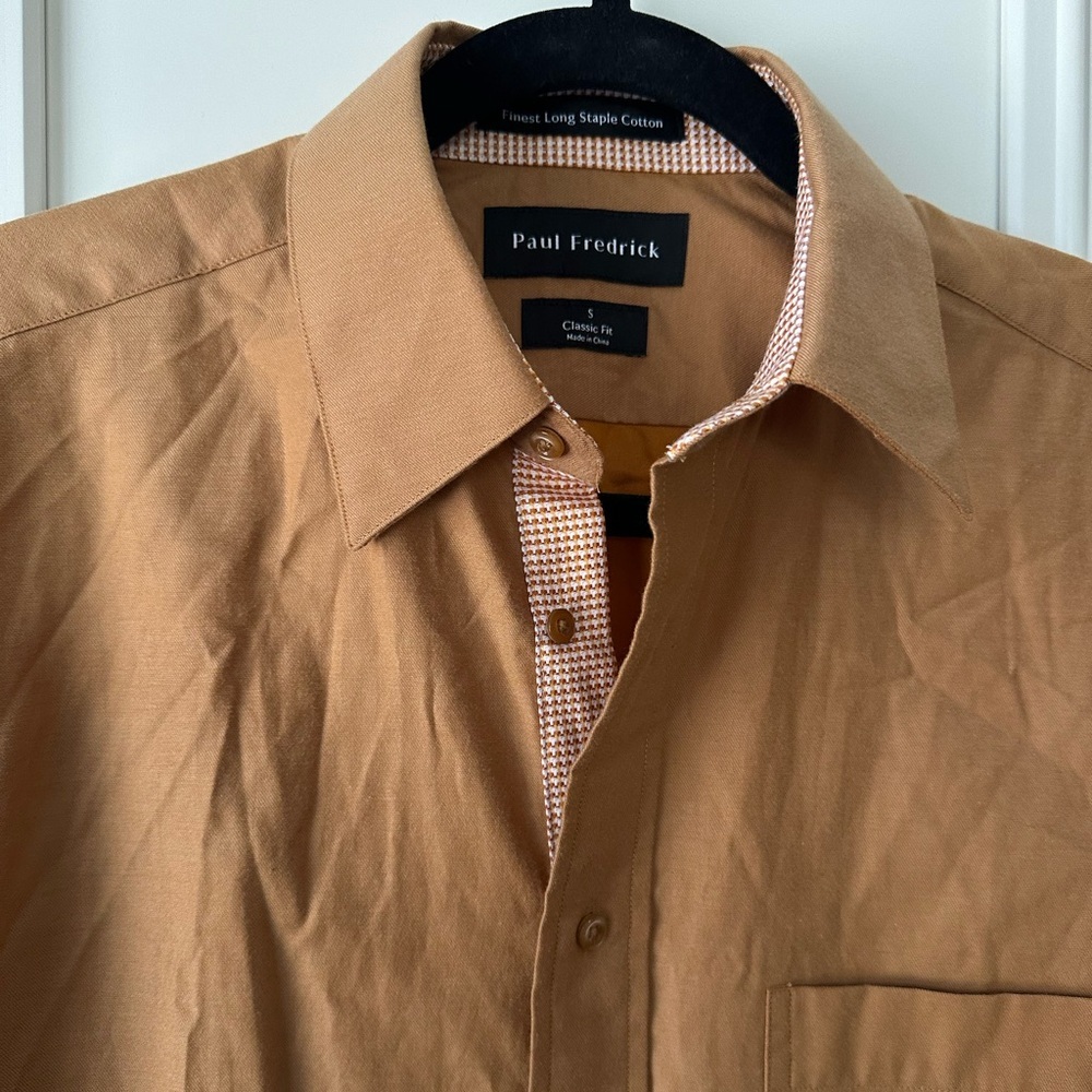 NWT Paul Fredrick Light Rust Cotton Button Down Classic Fit, Size Small - Picture 6 of 13